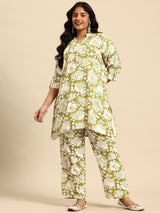 Green Mlty Coord With 3/4 Sleeve For Women