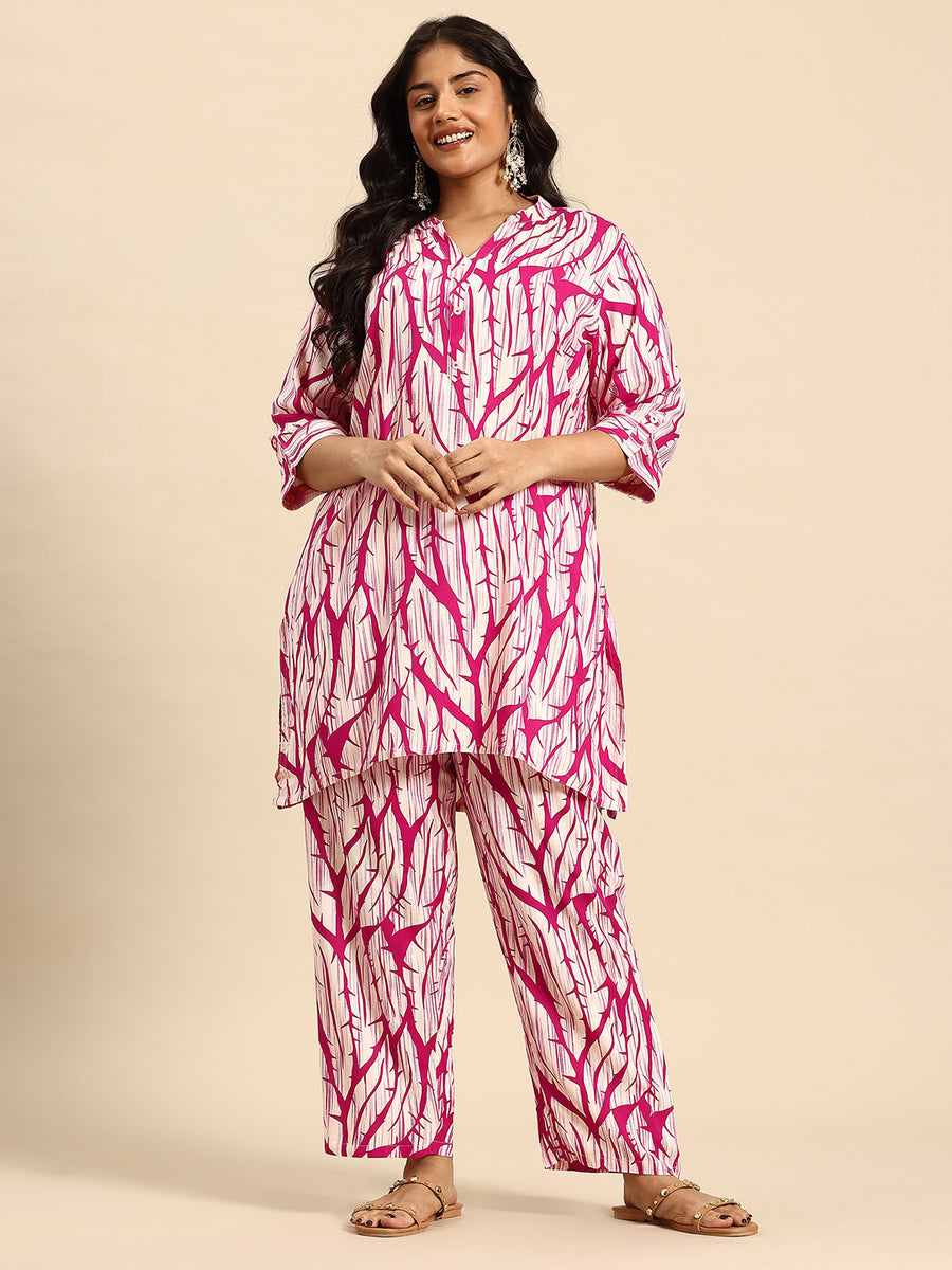 Pink Thorn Coord With 3/4 Sleeve  For Women