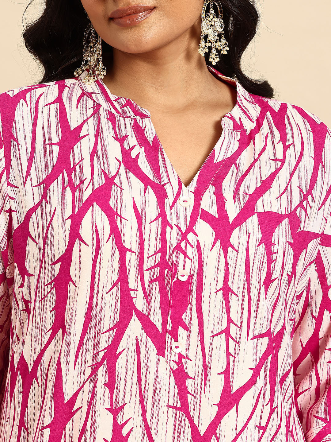 Pink Thorn Coord With 3/4 Sleeve  For Women