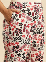 Red Aop Coord With 3/4 Sleeve  For Women
