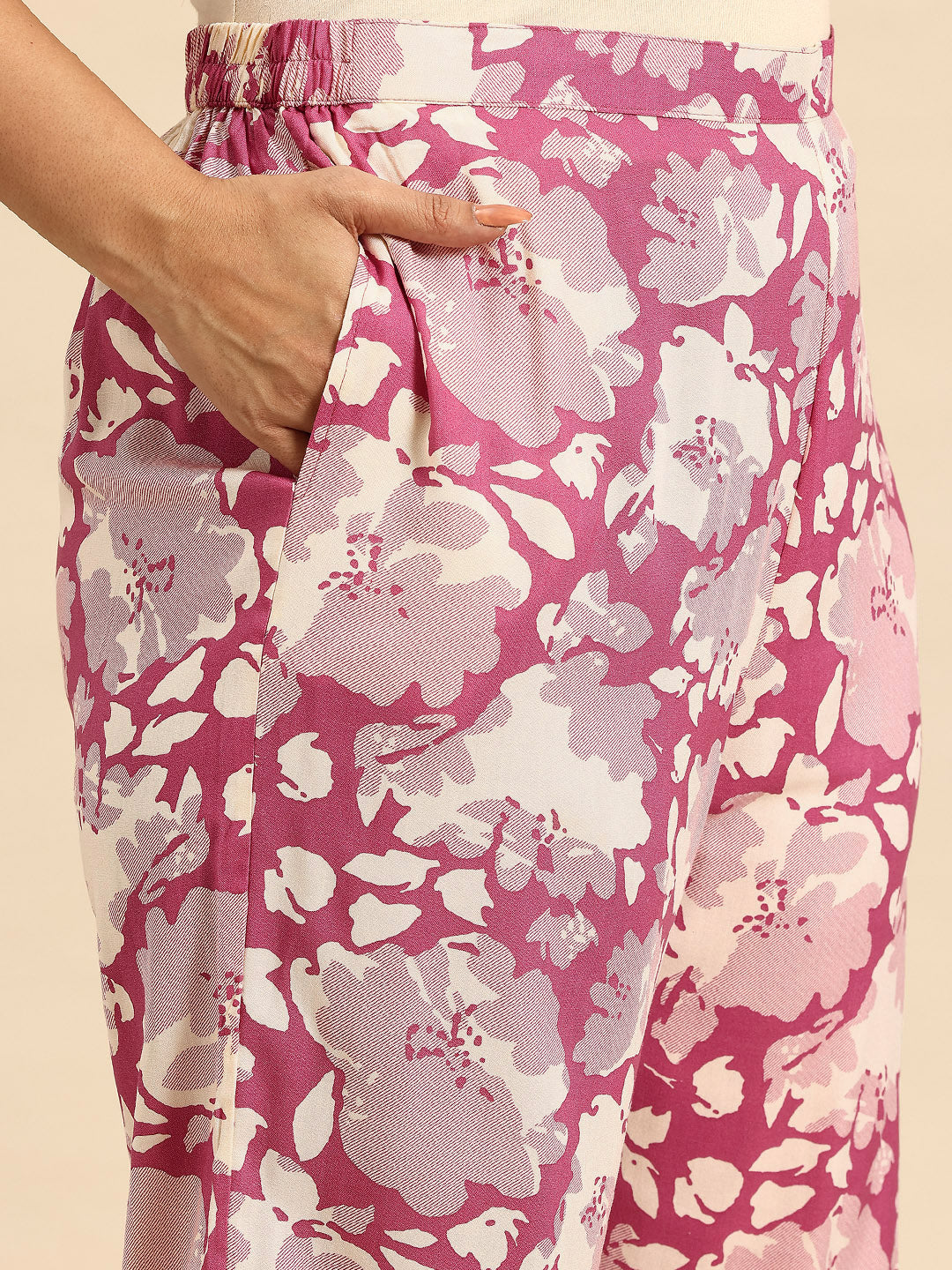 Pink Mlty Coord With 3/4 Sleeve  For Women
