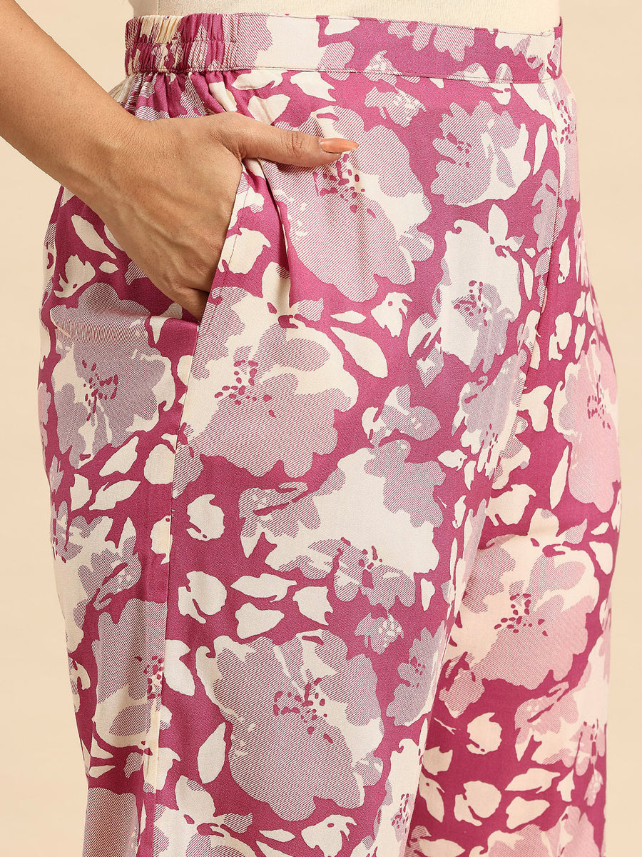 Pink Mlty Coord With 3/4 Sleeve  For Women