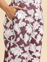 Brown Lotus Coord With 3/4 Sleeve For Women