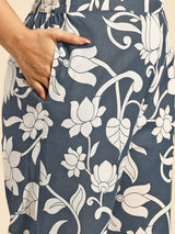Grey Embroidered Regular Beads & Stones Kurta With Palazzos Co-Ords Set