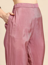Onion Mirror Thread Work Anarkali Kurta with Trousers & Dupatta