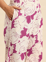 Pink Embroidered Regular Beads & Stones Kurta With Palazzos Co-Ords Set
