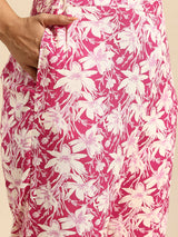 Pink Mesh Coord With 3/4 Sleeve For Women