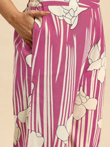 Pink Leaf Embroidered Regular Beads & Stones Kurta With Palazzos Co-Ords Set