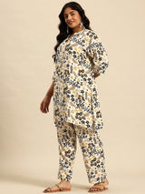 Black Aop Coord With 3/4 Sleeve  For Women