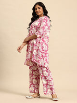 Pink Mlty Coord With 3/4 Sleeve  For Women