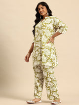 Green Mlty Coord With 3/4 Sleeve For Women