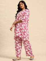 Pink Mesh Coord With 3/4 Sleeve For Women