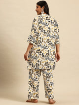 Black Aop Coord With 3/4 Sleeve  For Women
