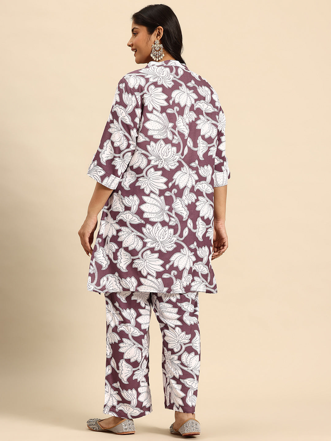 Brown Lotus Coord With 3/4 Sleeve For Women