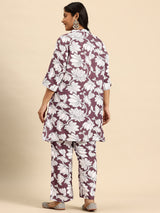 Brown Lotus Coord With 3/4 Sleeve For Women