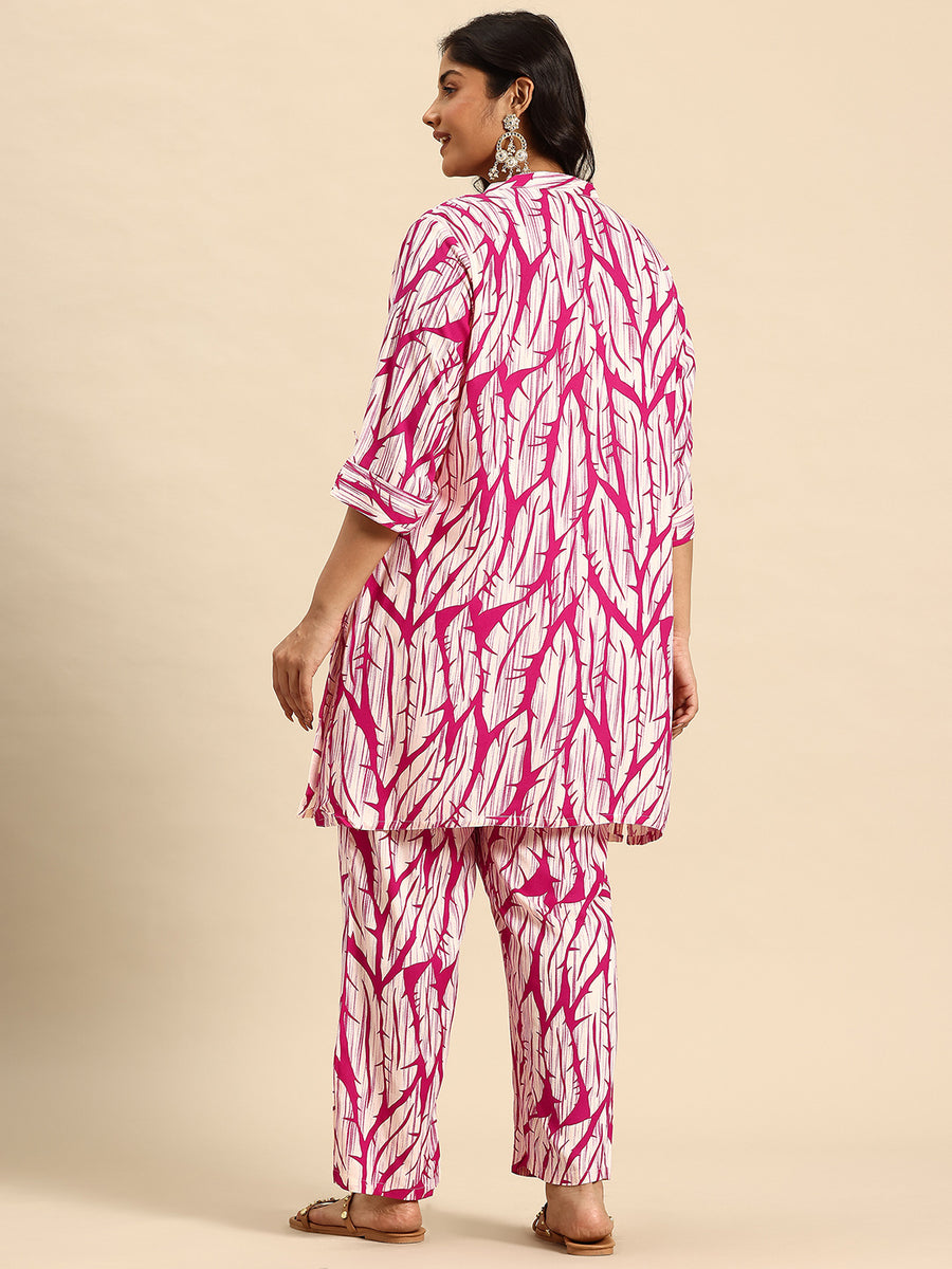 Pink Thorn Coord With 3/4 Sleeve  For Women