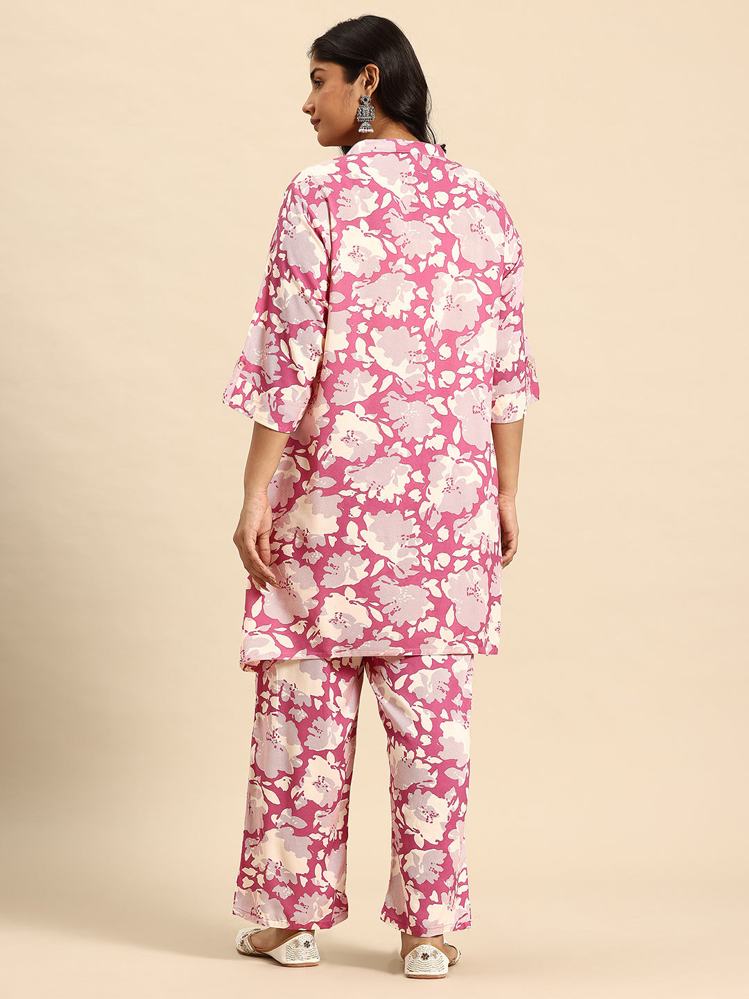 Pink Mlty Coord With 3/4 Sleeve  For Women