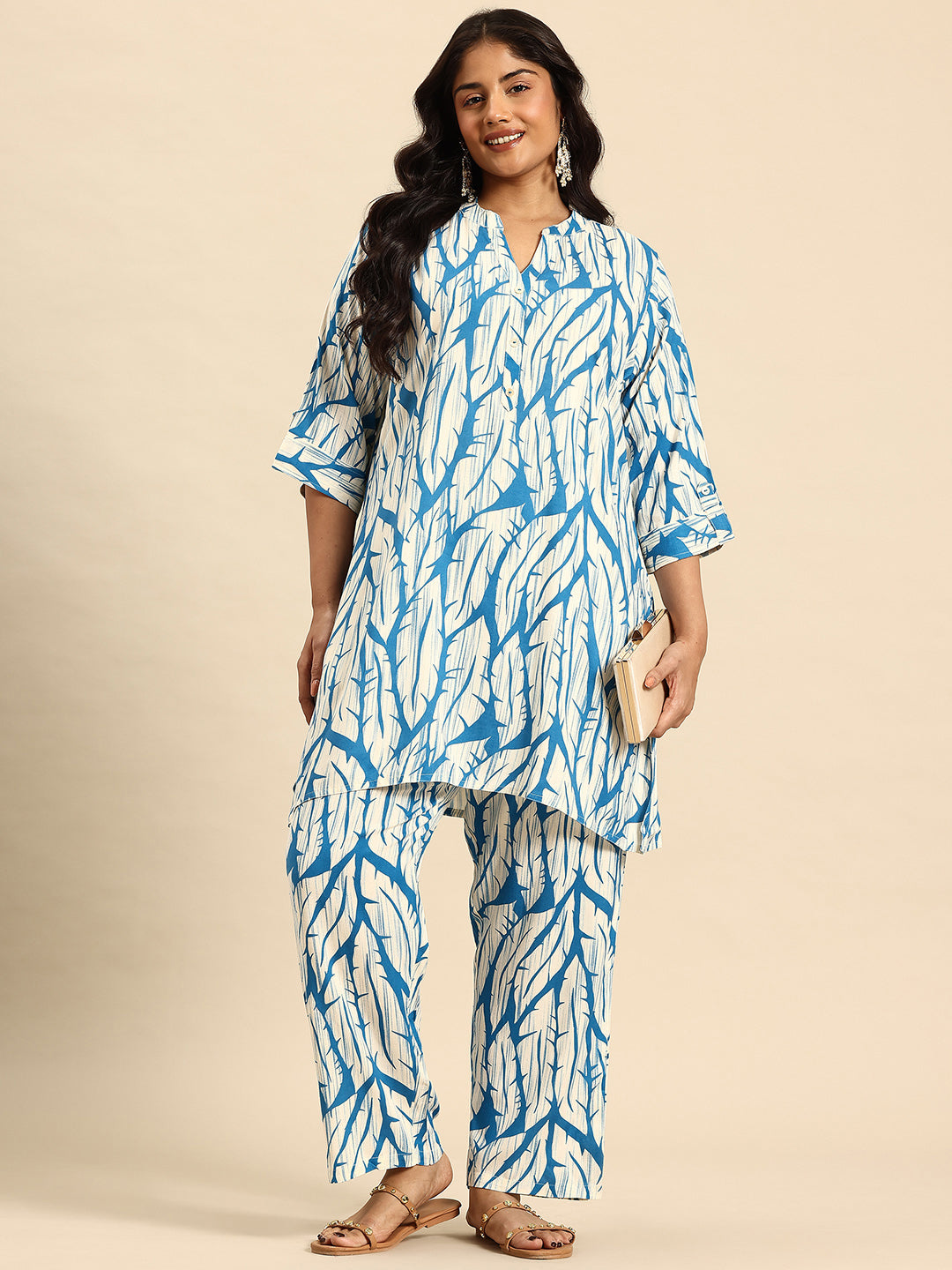 Blue Thorn Coord With 3/4 Sleeve For Women