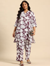 Brown Lotus Coord With 3/4 Sleeve For Women