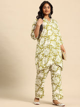 Green Mlty Coord With 3/4 Sleeve For Women