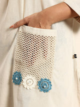 Blue Embroidered Regular Beads & Stones Kurta With Palazzos Co-Ords Set