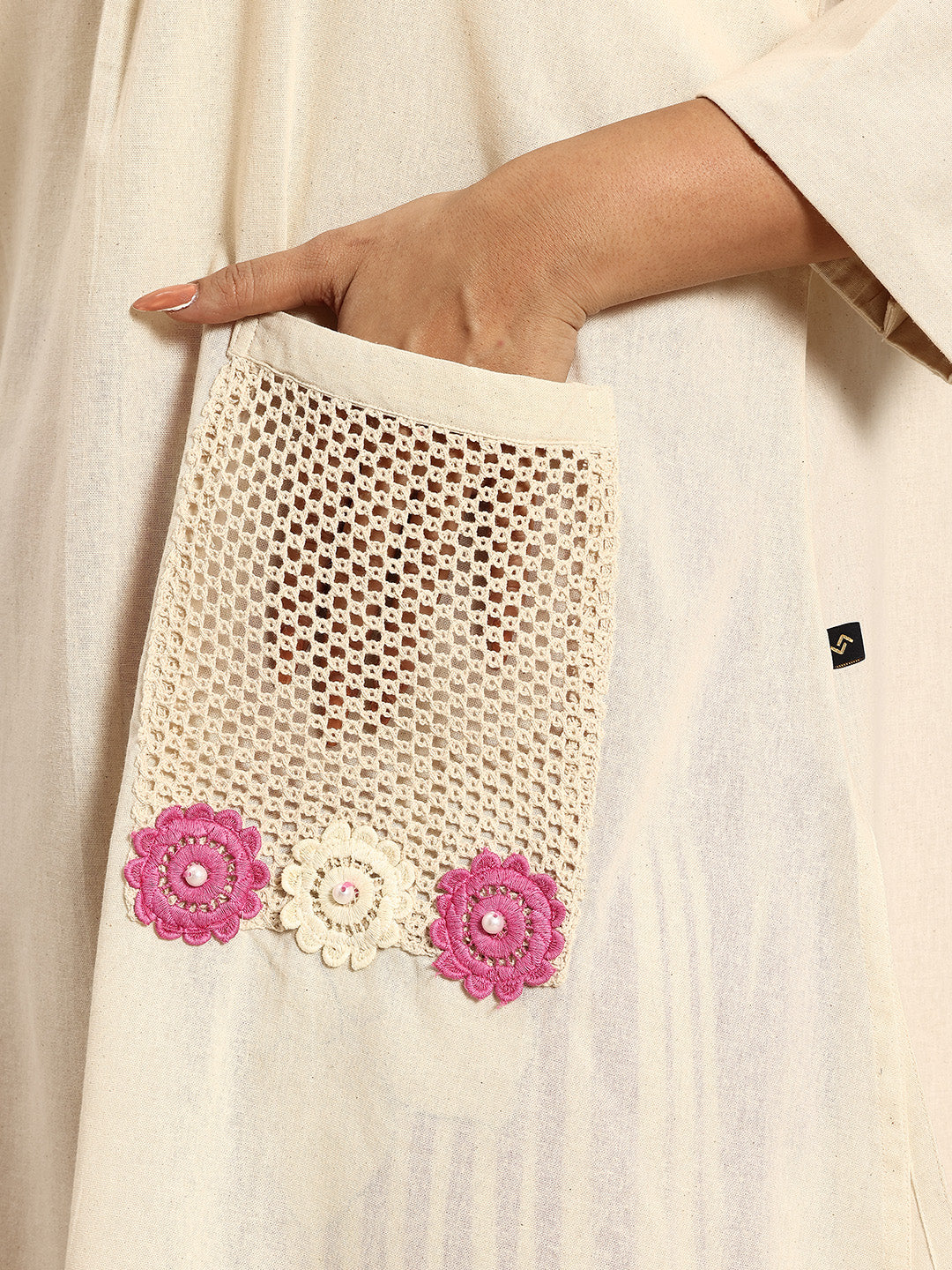 Pink Leaf Embroidered Regular Beads & Stones Kurta With Palazzos Co-Ords Set
