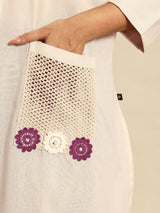 Lav Stripes Embroidered Regular Beads & Stones Kurta With Palazzos Co-Ords Set