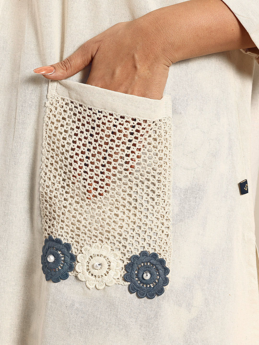 Grey Embroidered Regular Beads & Stones Kurta With Palazzos Co-Ords Set