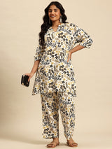 Black Aop Coord With 3/4 Sleeve  For Women