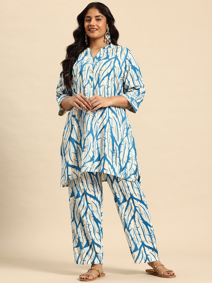 Blue Thorn Coord With 3/4 Sleeve For Women