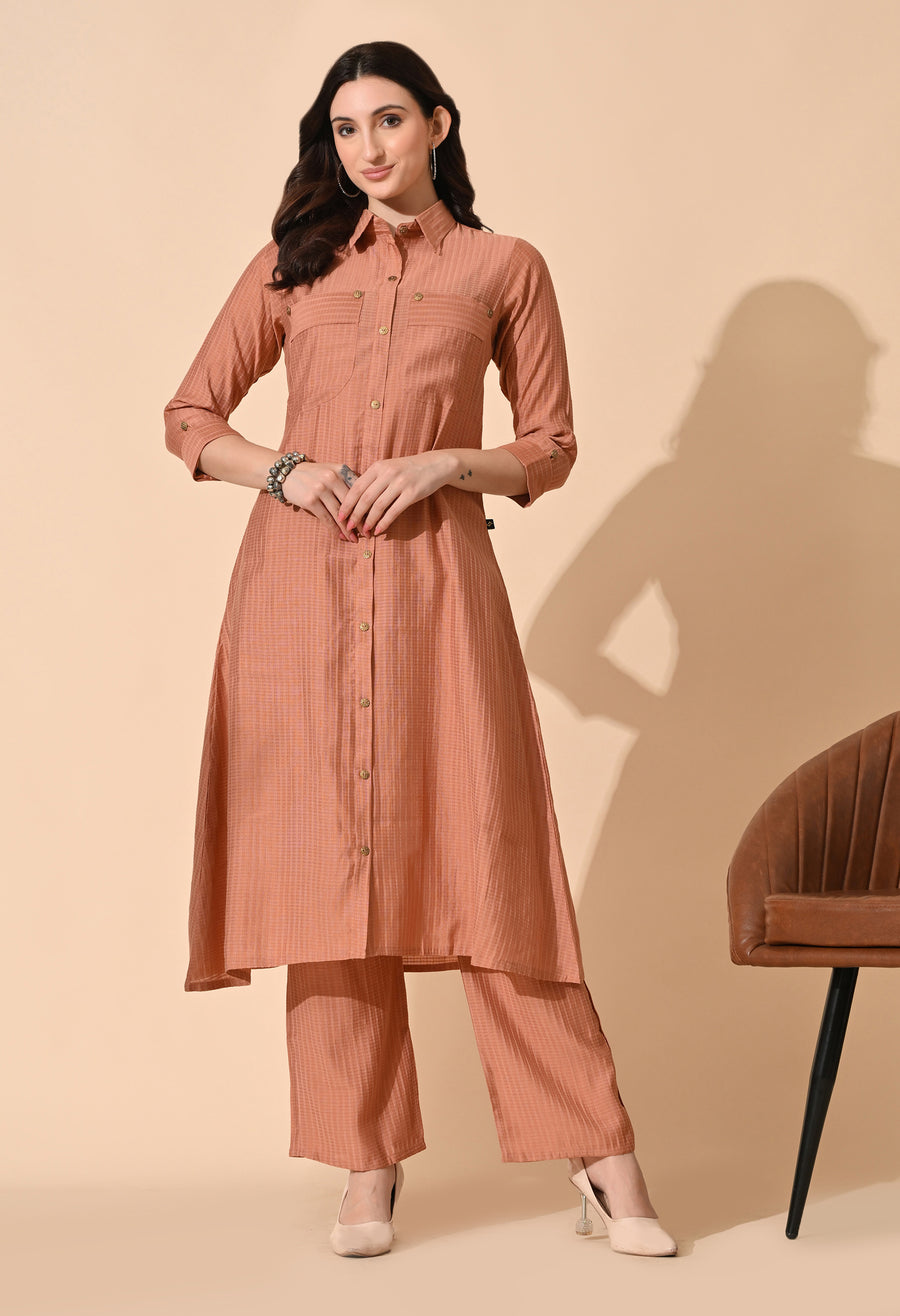 Pink Regular Kurta with Trousers
