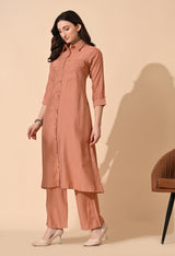 Pink Regular Kurta with Trousers