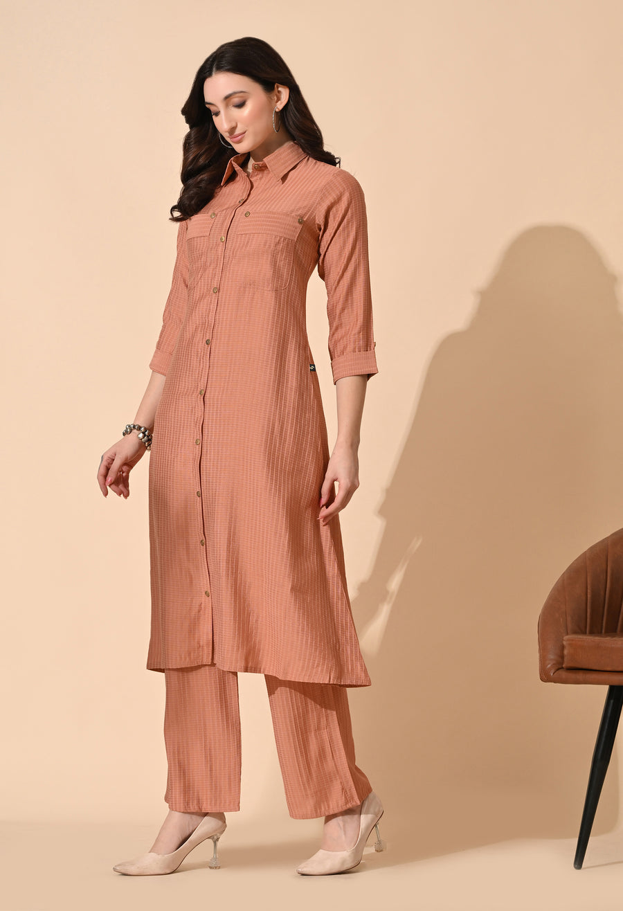 Pink Regular Kurta with Trousers