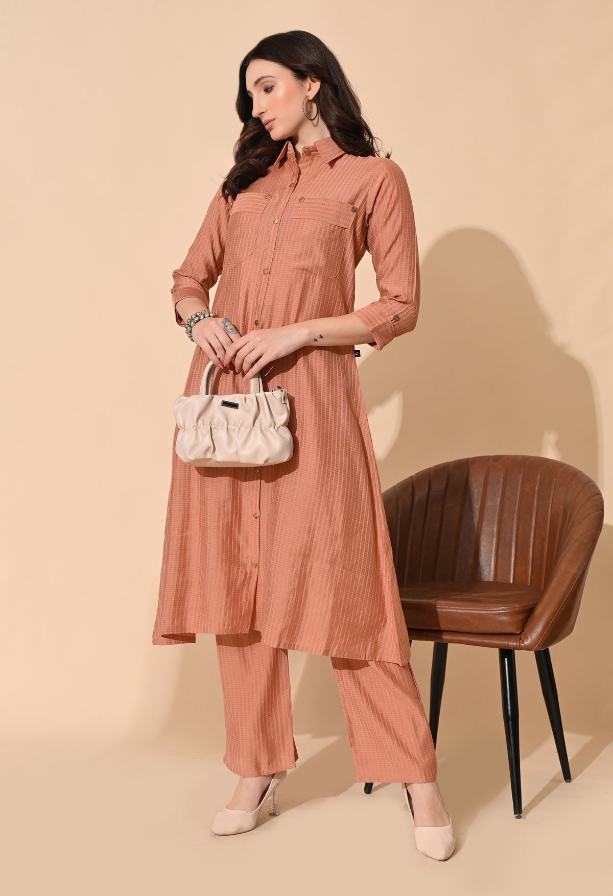 Pink Regular Kurta with Trousers