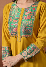 Sia Yellow A Line Top  Bottom & Dupatta  For Women - 2984