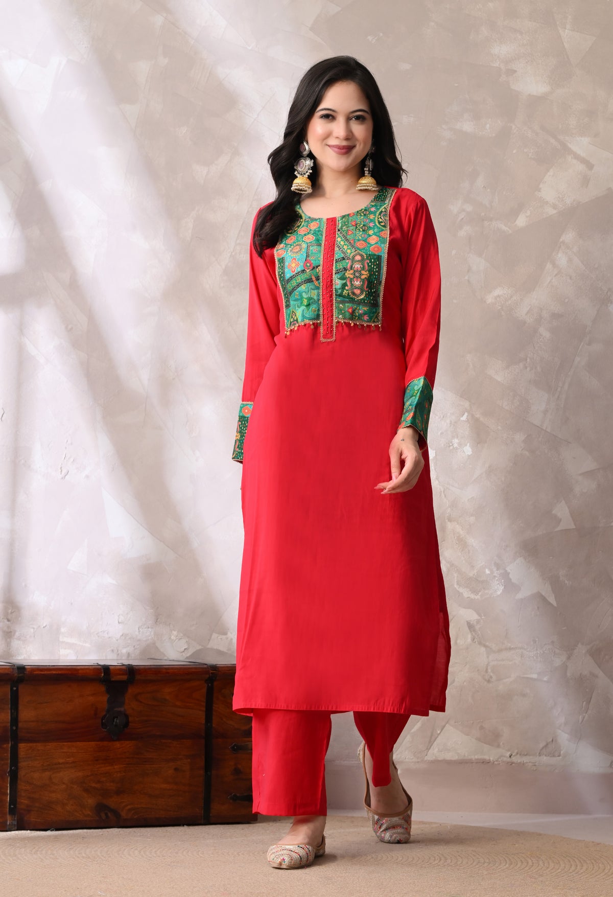 Sia Pink A Line Top  Bottom & Dupatta  For Women - 2984