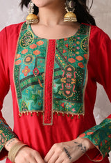 Sia Pink A Line Top  Bottom & Dupatta  For Women - 2984