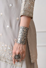 Lt Beige Ethnic Motifs Embroidered Regular Thread Work Kurta with Palazzos & With Dupatta