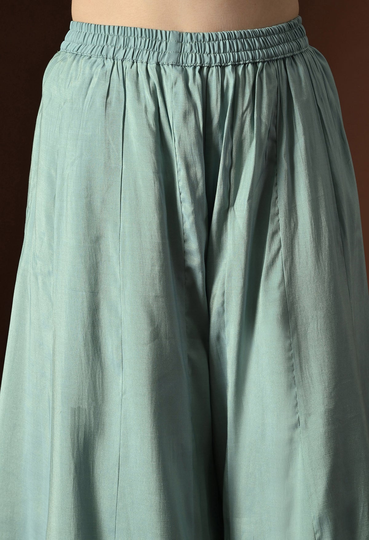 Sea Green Ethnic Motifs Embroidered Regular Thread Work Kurta with Palazzos & With Dupatta
