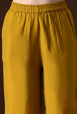 Mustard Ethnic Motifs Embroidered Regular Thread Work Kurta with Palazzos & With Dupatta