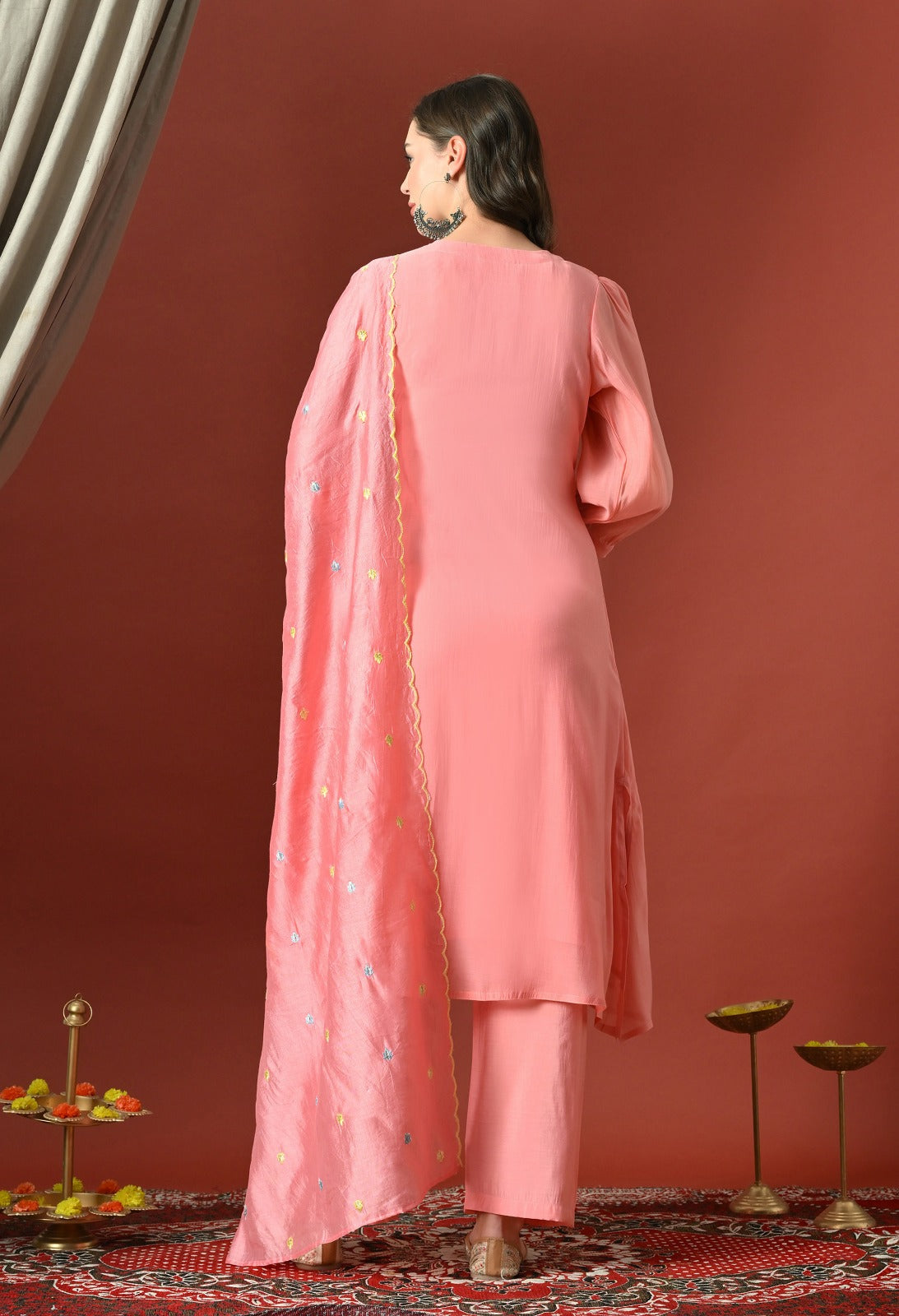 Sia Pink A Line With Plazzo And Dupatta For Women - 2913