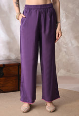 Purple A Line Top  Bottom & Dupatta  For Women - 2939 view 1