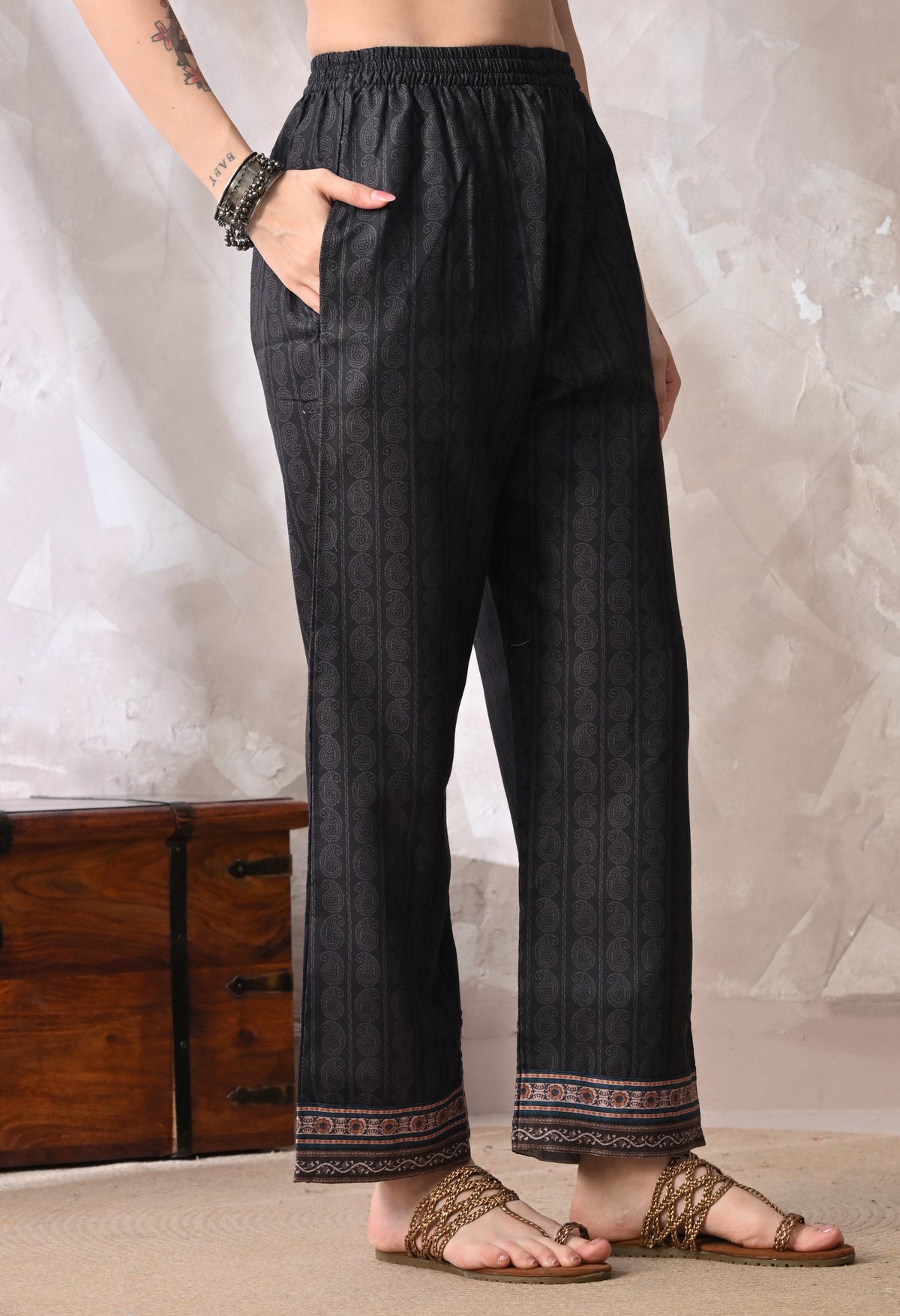 Black A Line Top  Bottom & Dupatta  For Women - 2572 view 2