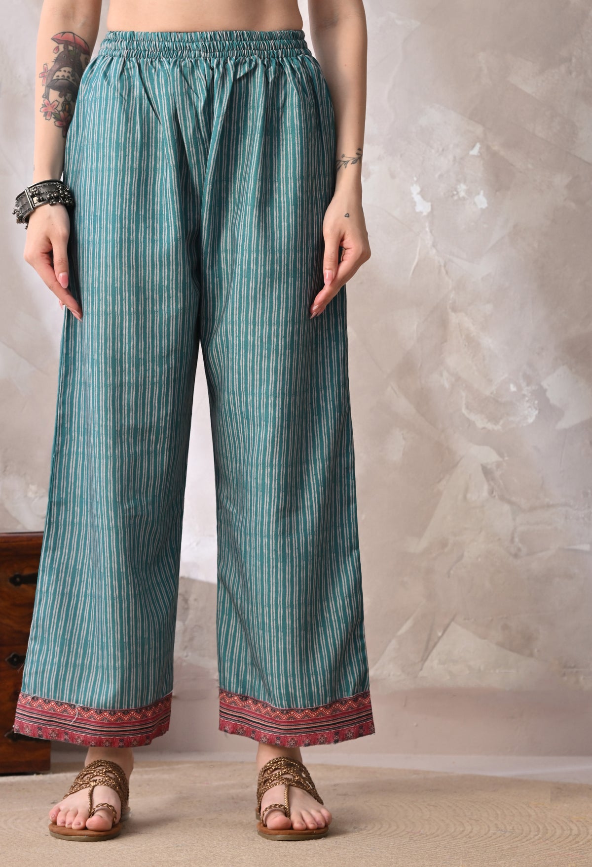 Teal A Line Top  Bottom & Dupatta  For Women - 2572 view 4