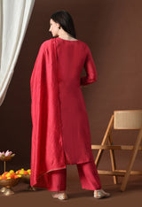 Red A Line With Plazzo And Dupatta For Women - 2906 view 5
