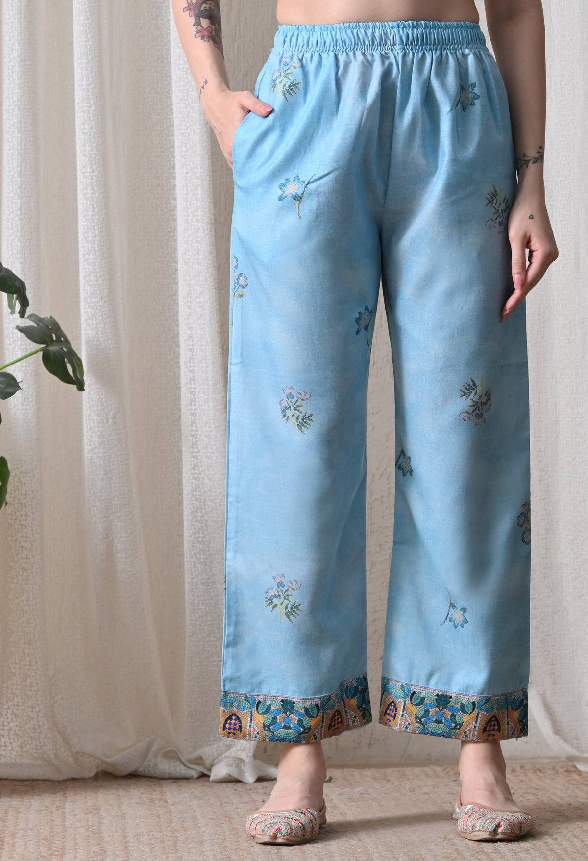 Blue A Line Top  Bottom & Dupatta  For Women - 2572 view 4