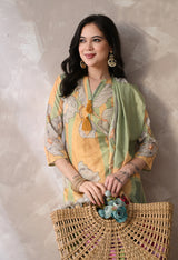 Green A Line Top  Bottom & Dupatta  For Women - 2572 view 1