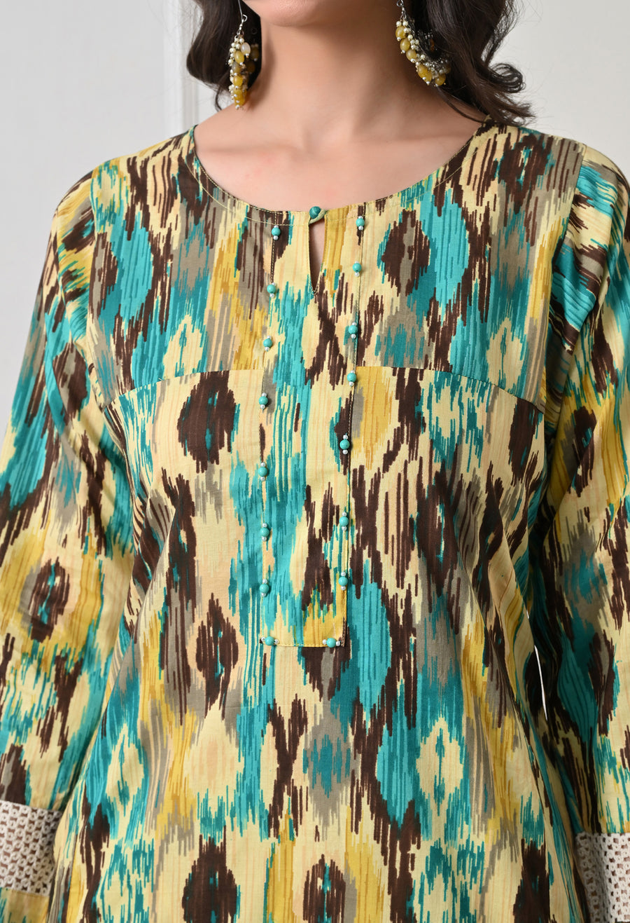 Blue Printed Regular Pure Cotton Kurta with Trousers & With Dupatta