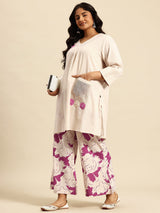 Pink Coord With 3/4 Sleeve  For Women - 2646 view 5