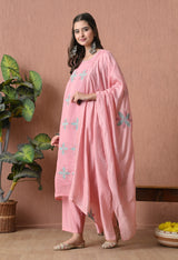 Sage Pink A Line Top  Bottom & Dupatta  For Women - 2904 view 1